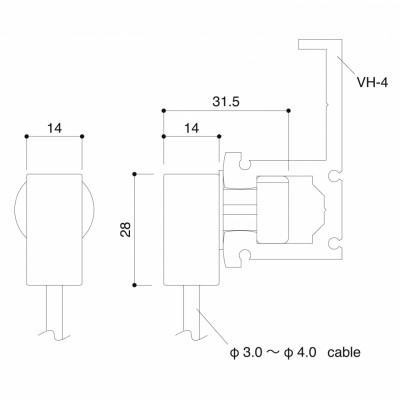 Adaptateur VJ-HD + Cable 2 mètres pour rail VH4