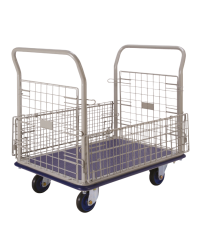 Chariot grillagé à ridelles repliables