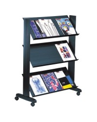 Présentoir linéaire mobile bas 3 tablettes